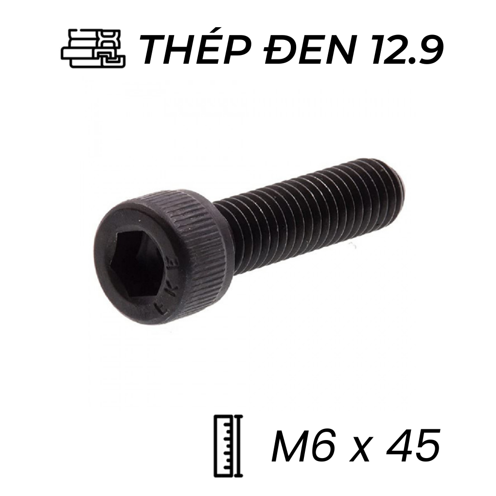 Lục Giác Chìm Đầu Trụ Thép Đen 12.9 DIN912 M6x45