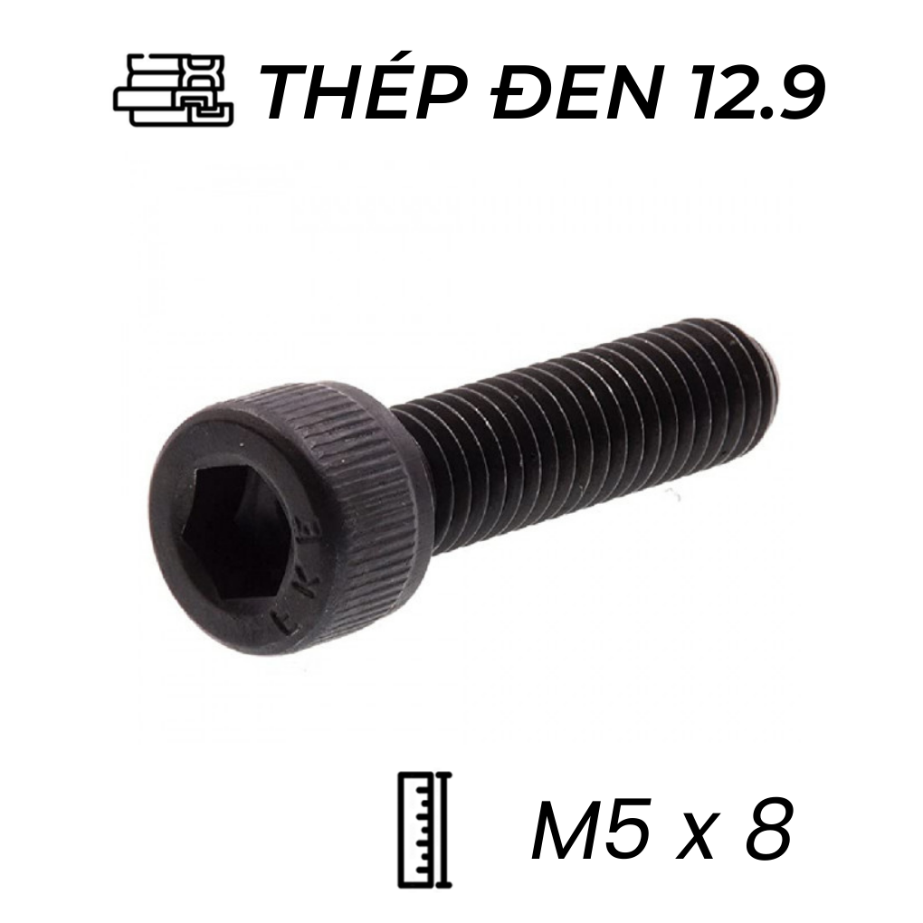 Lục Giác Chìm Đầu Trụ Thép Đen 12.9 DIN912 M5x8