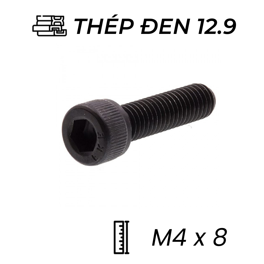 Lục Giác Chìm Đầu Trụ Thép Đen 12.9 DIN912 M4x8