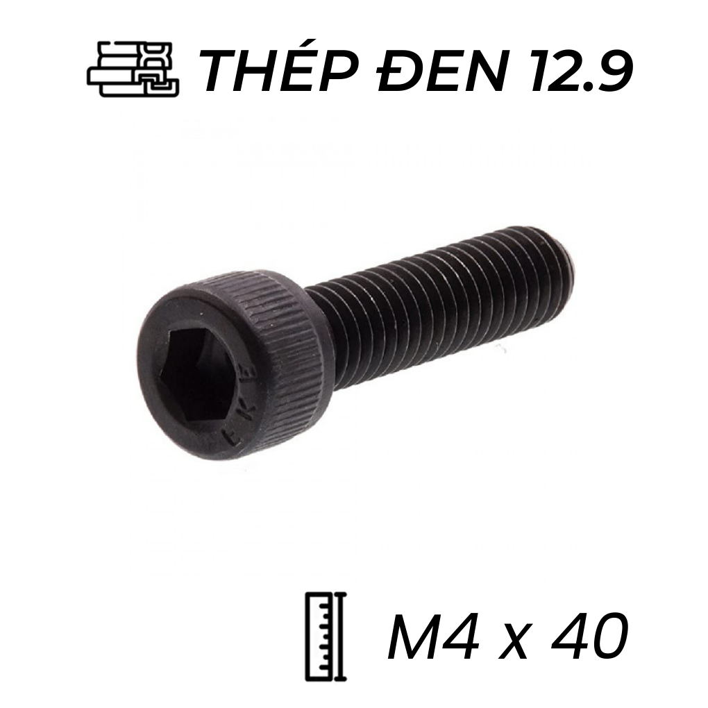 Lục Giác Chìm Đầu Trụ Thép Đen 12.9 DIN912 M4x40