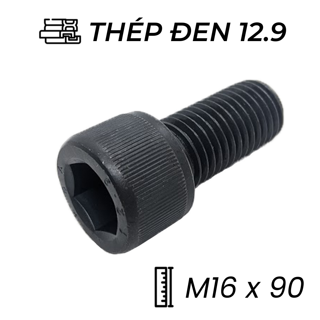 Lục Giác Chìm Đầu Trụ Thép Đen 12.9 DIN912 M16x90