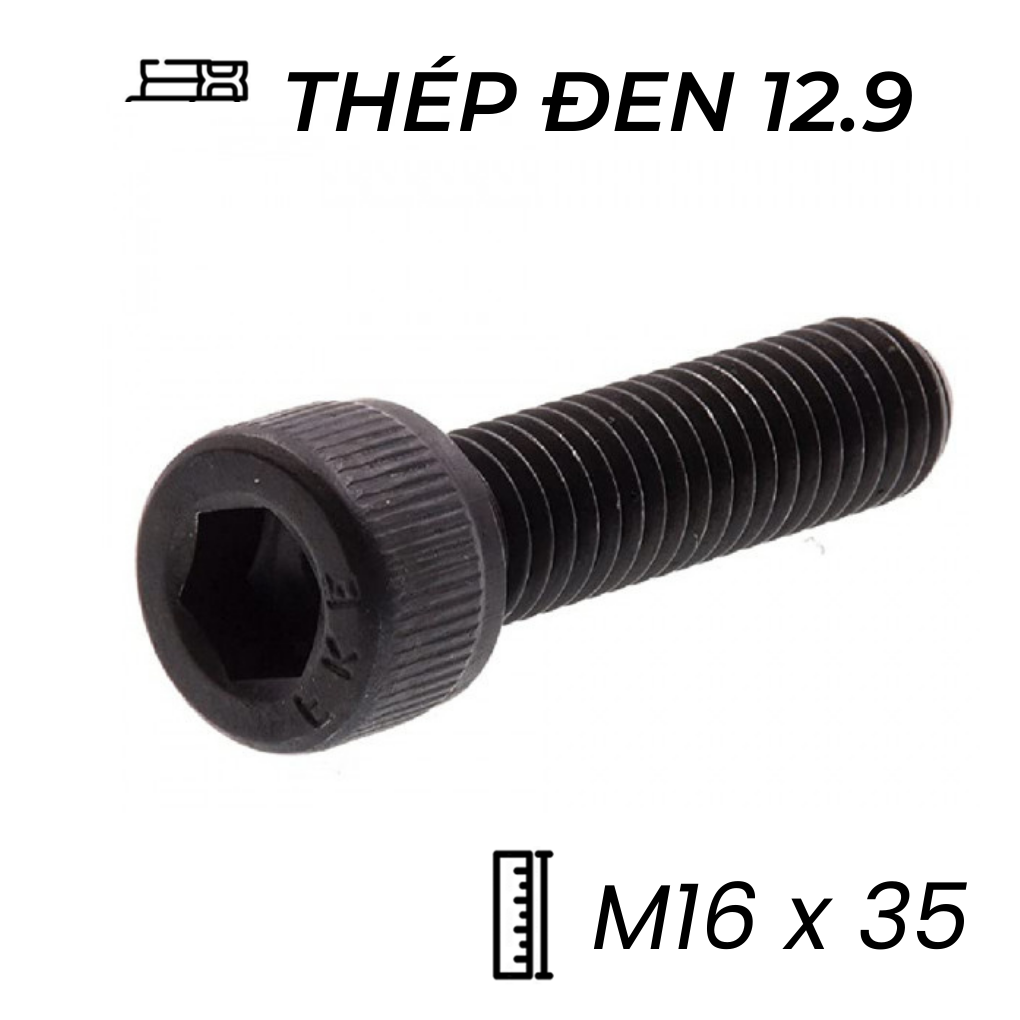 Lục Giác Chìm Đầu Trụ Thép Đen 12.9 DIN912 M16x35
