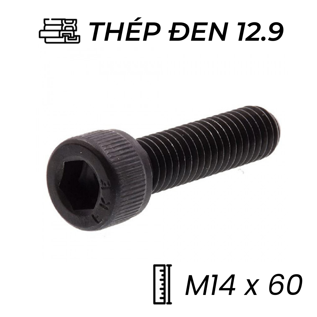 Lục Giác Chìm Đầu Trụ Thép Đen 12.9 DIN912 M14x60