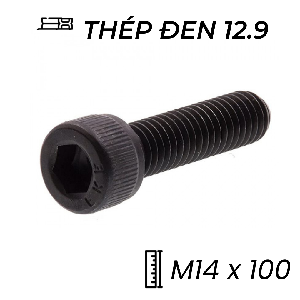Lục Giác Chìm Đầu Trụ Thép Đen 12.9 DIN912 M14x100