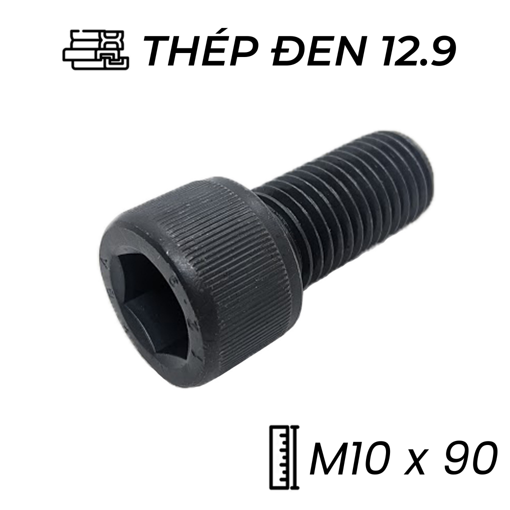 Lục Giác Chìm Đầu Trụ Thép Đen 12.9 DIN912 M10x90