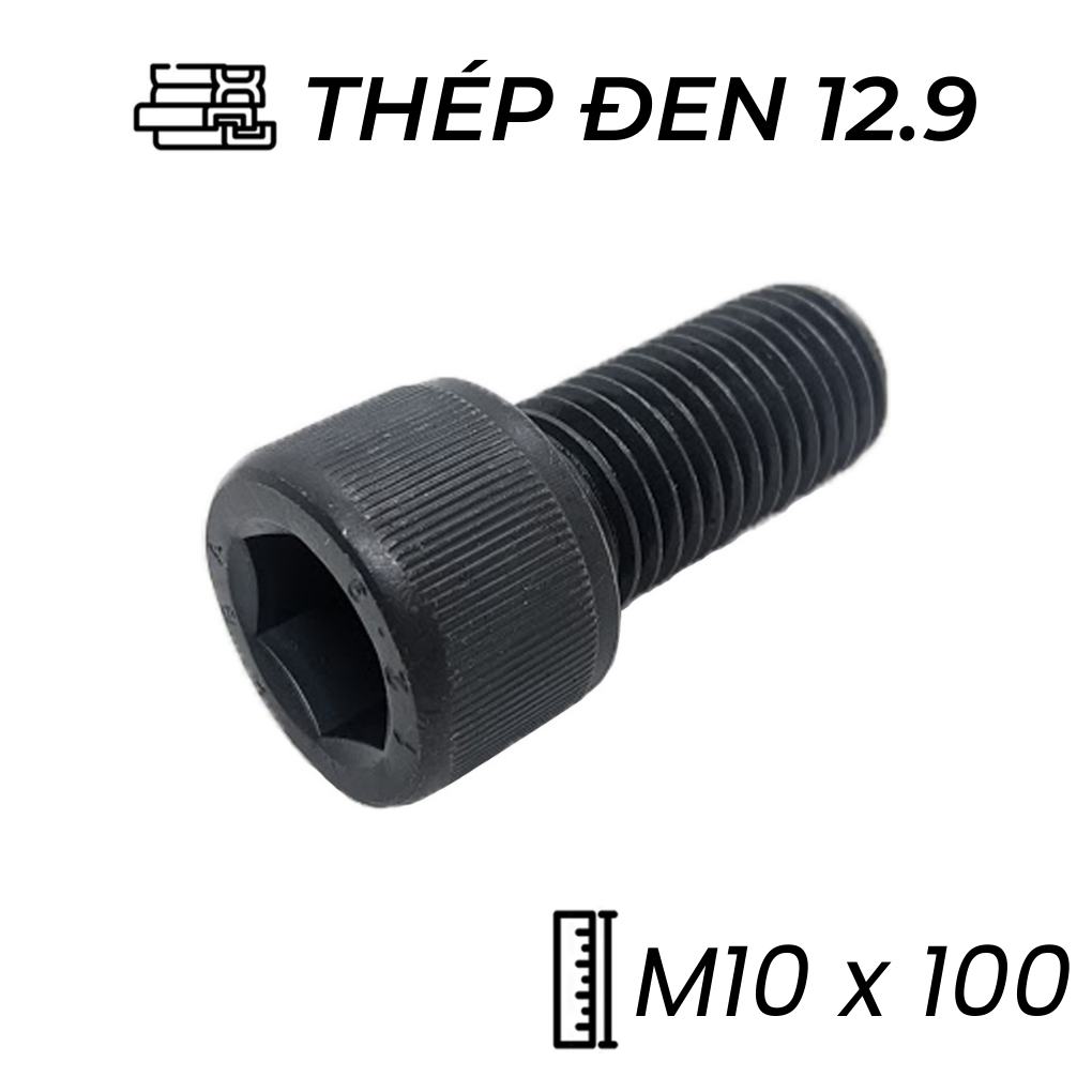 Lục Giác Chìm Đầu Trụ Thép Đen 12.9 DIN912 M10x100