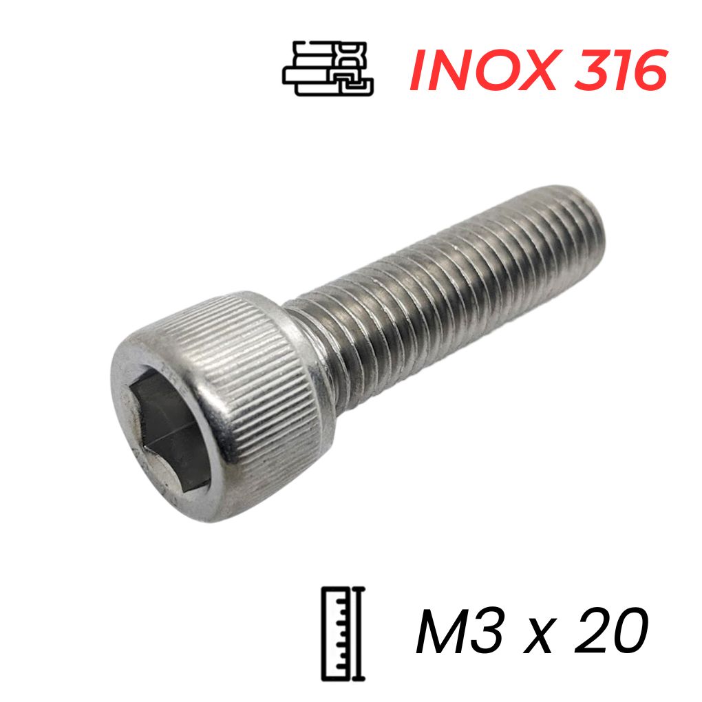 Lục Giác Chìm Đầu Trụ Inox 316 DIN912 M3x20