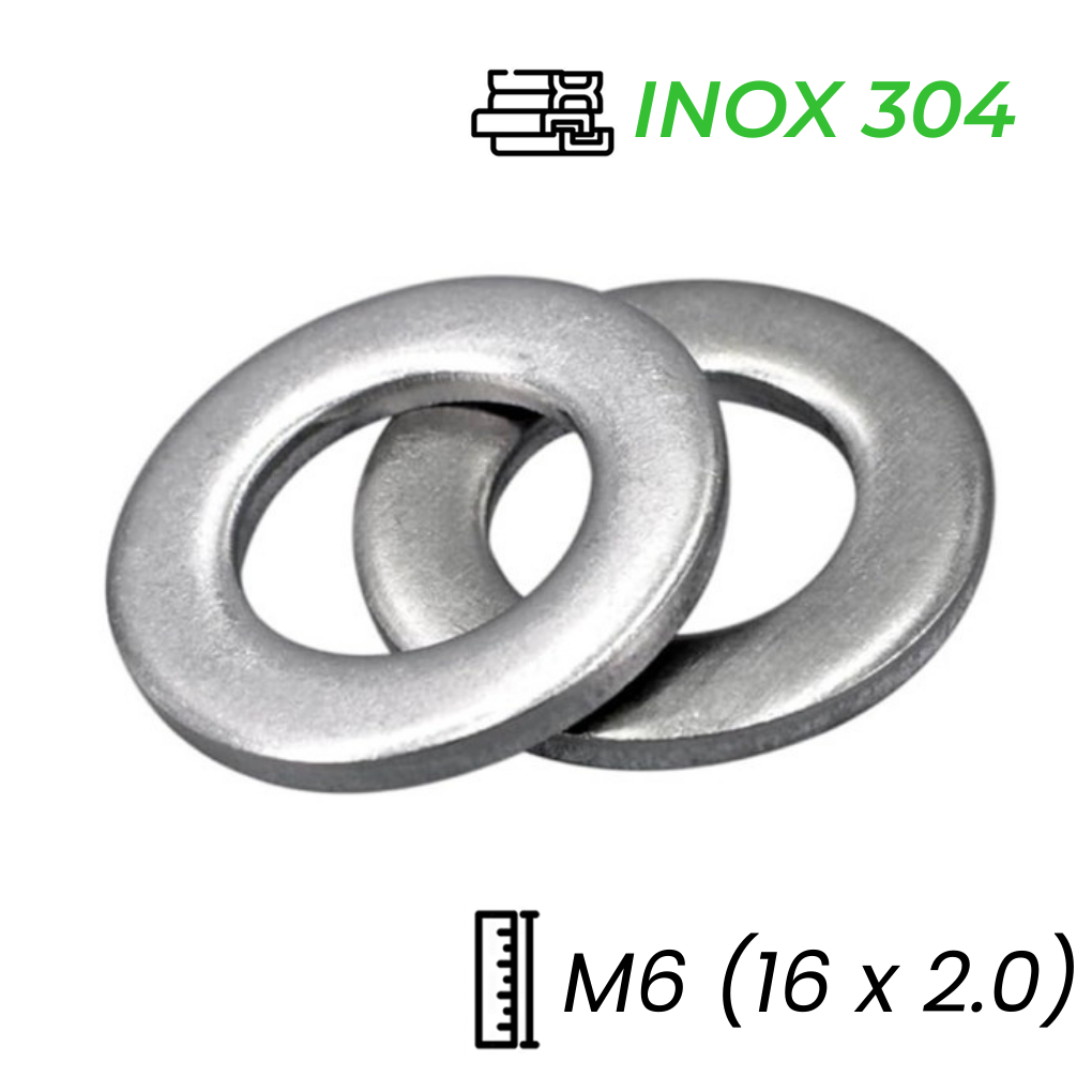 Lông Đền Phẳng Inox 304 M6 (16x2.0)