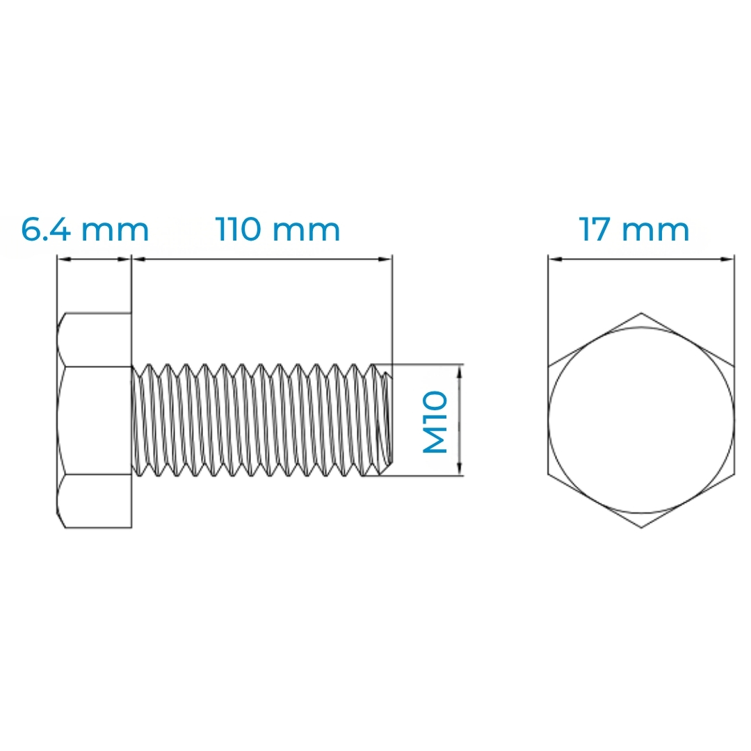 Alternative view of Bu Lông Inox 304 M10x110 DIN933 | Chuẩn Kỹ Thuật, Chống Gỉ