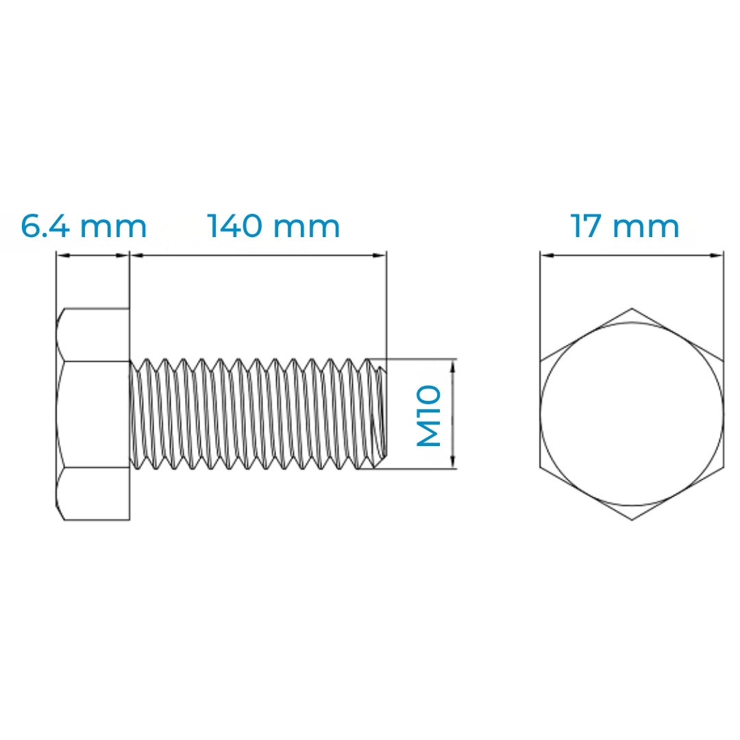Alternative view of Bulong Inox 304 M10x140 DIN933 | Bền Vững Theo Thời Gian, Giá Rẻ