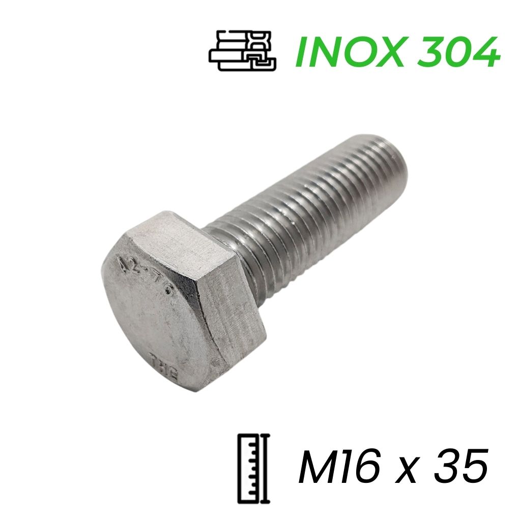 Bulong Inox 304 M16x35 DIN933 | Chất Lượng Cao, Chống Gỉ Sét