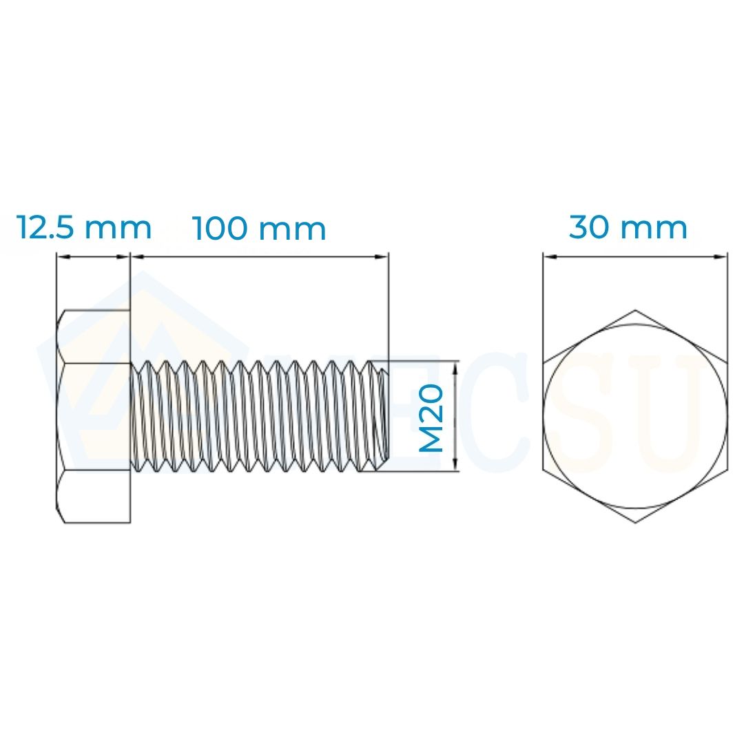 Alternative view of Bu Lông Inox 304 M22x100 DIN933 | Tiêu Chuẩn DIN, Bền Đẹp