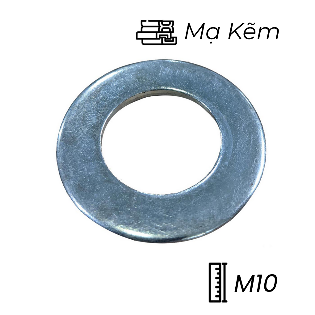 Lông Đền Phẳng Thép Mạ Kẽm DIN125 M10