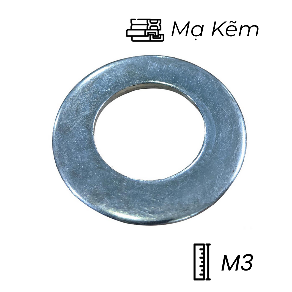 Lông Đền Phẳng Thép Mạ Kẽm DIN125 M3