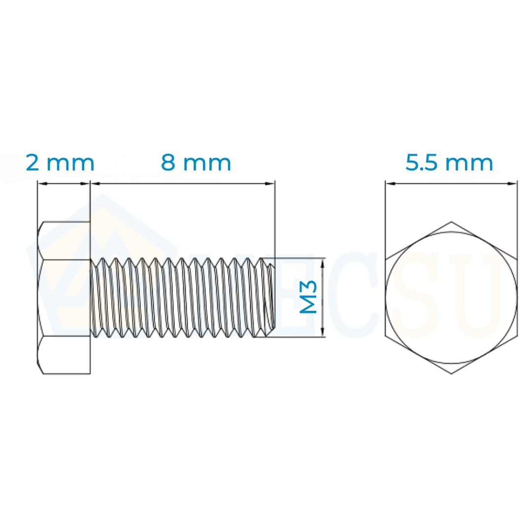 Alternative view of Bulong Inox 304 M3x8 DIN933 | Siêu Nhỏ, Siêu Bền, Chống Ăn Mòn