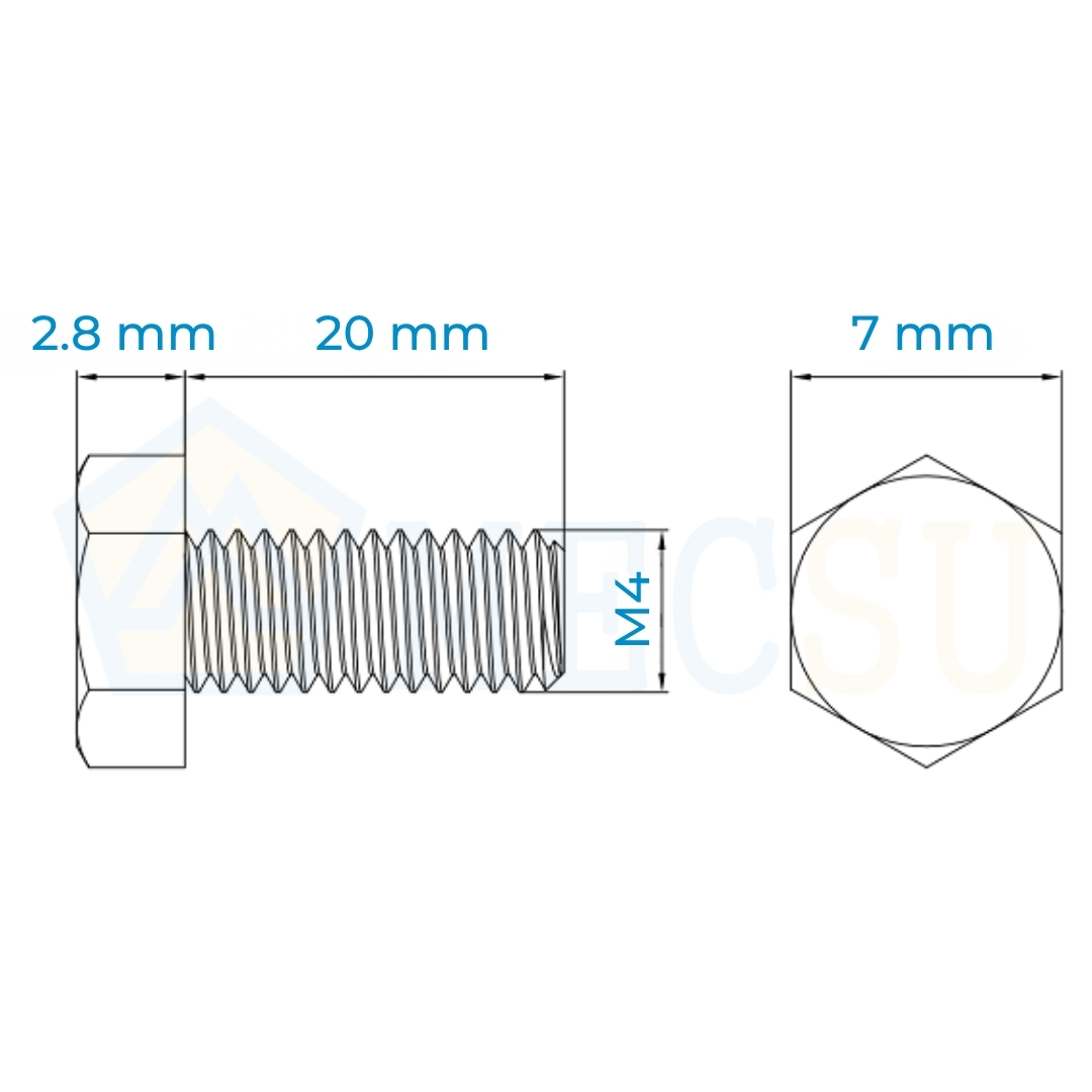 Alternative view of Bu Lông Inox 304 M4x20 DIN933 | Nhỏ Gọn, Siêu Bền, Chống Gỉ