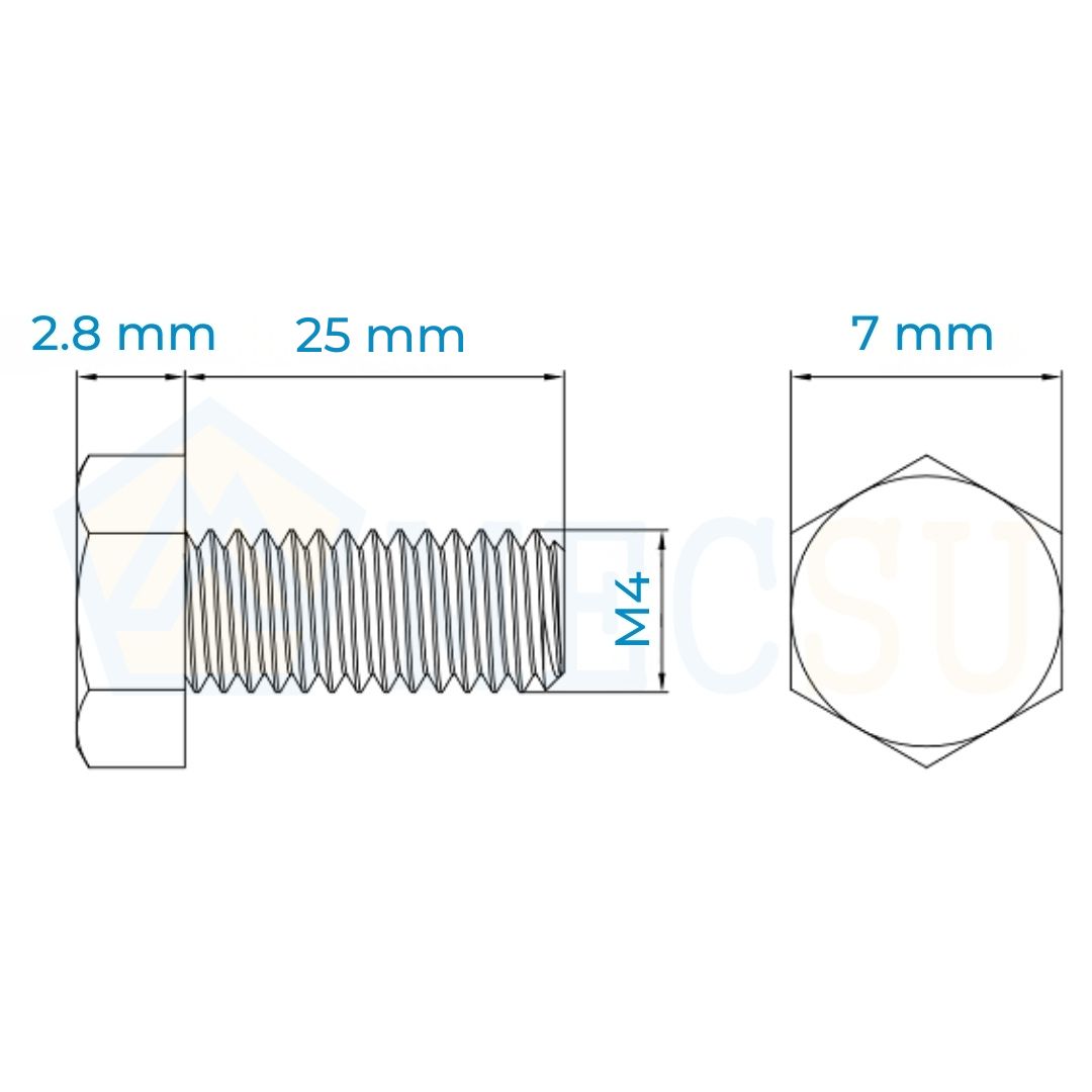 Alternative view of Bu Lông Inox 304 M4x25 DIN933 | Bền Chắc, Chống Gỉ Hiệu Quả