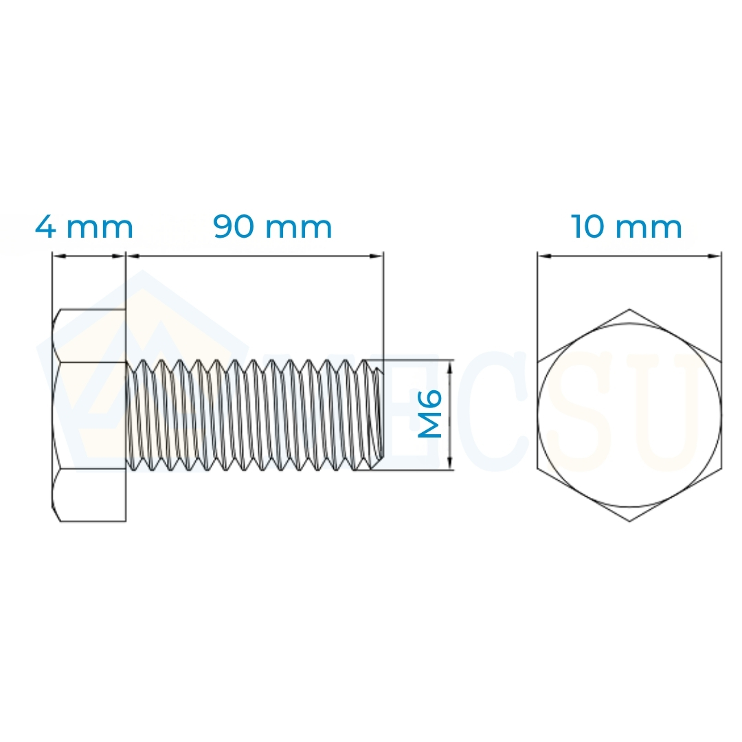Alternative view of Bu Lông Inox 304 M6x90 DIN933 | Chịu Lực Tốt, Chống Gỉ Sét