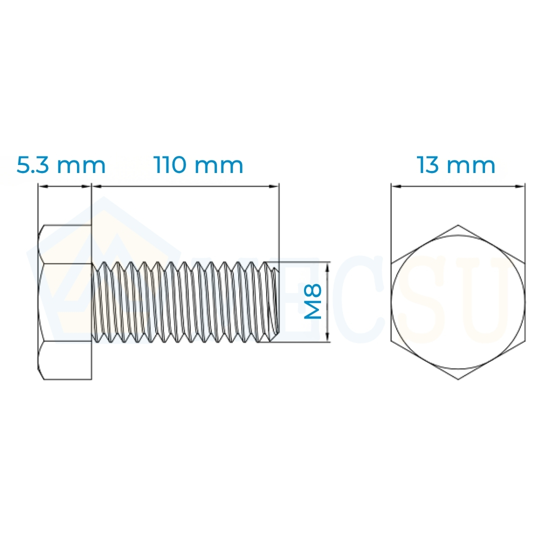 Alternative view of Bulong Inox 304 M8x110 DIN933 | Ren Suốt, Chống Ăn Mòn Mạnh
