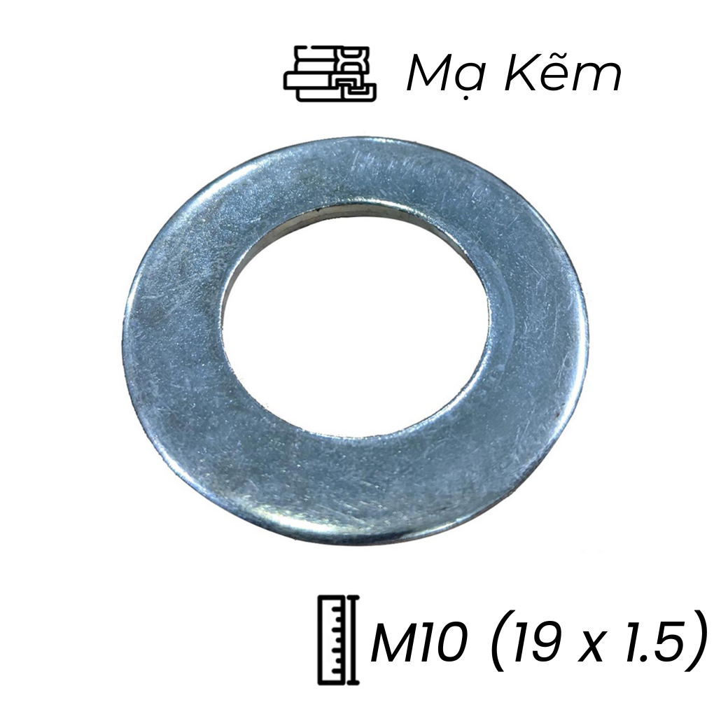 Lông Đền Phẳng Thép Mạ Kẽm M10 (19x1.5)