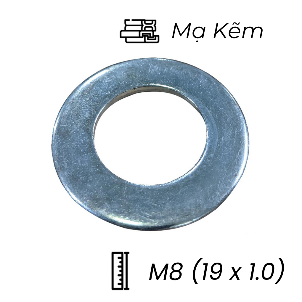 Lông Đền Phẳng Thép Mạ Kẽm M8 (19x1.0)