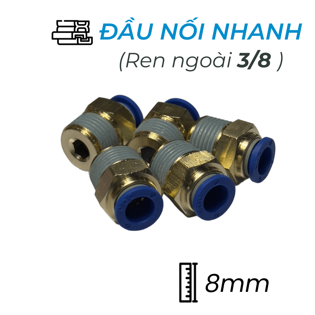 Đầu Nối Nhanh Phi 8 Ren 3/8 CDC MPC 0803 Giá Tốt