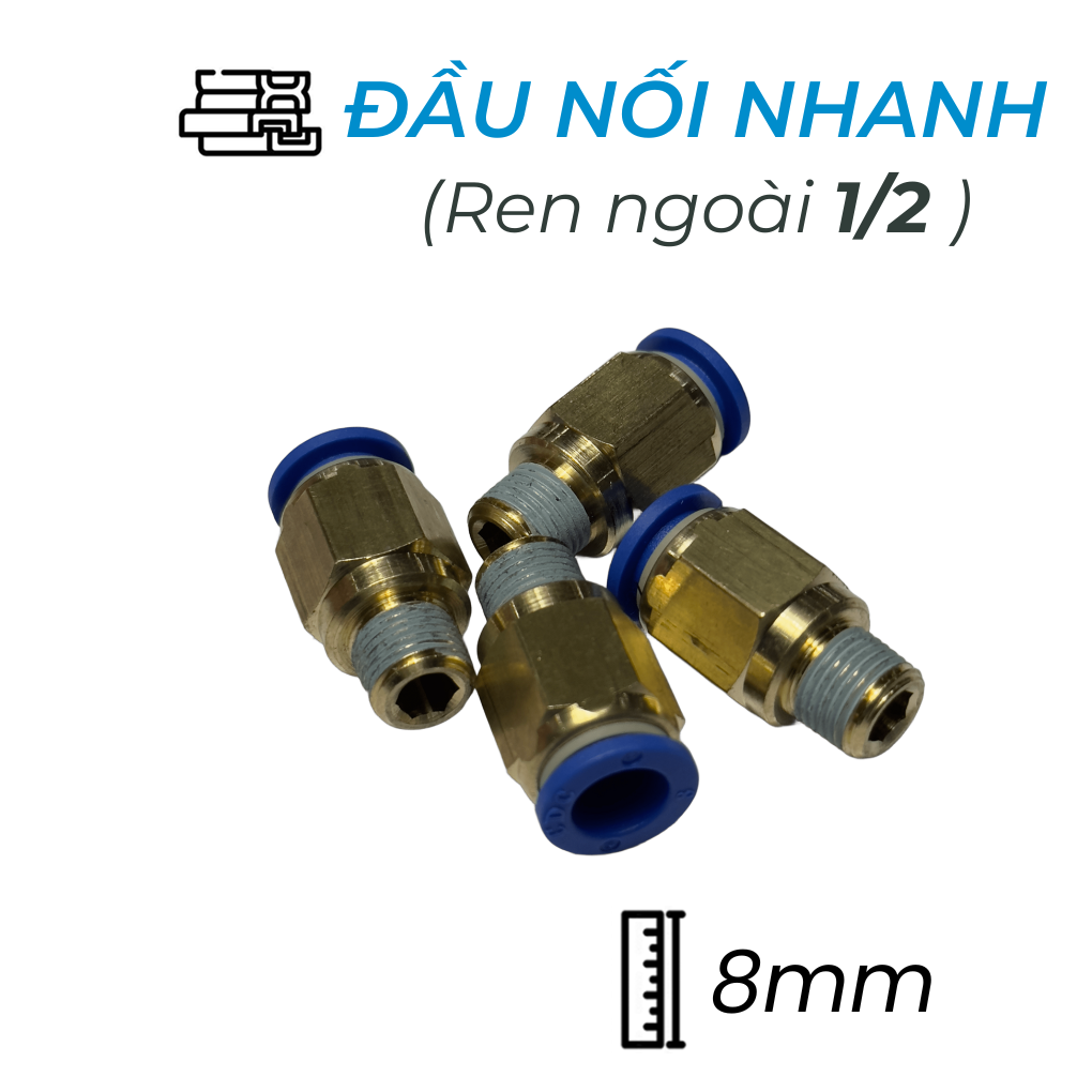 Đầu Nối Nhanh Phi 8 Ren 1/2 CDC MPC 0804 Bền 2025