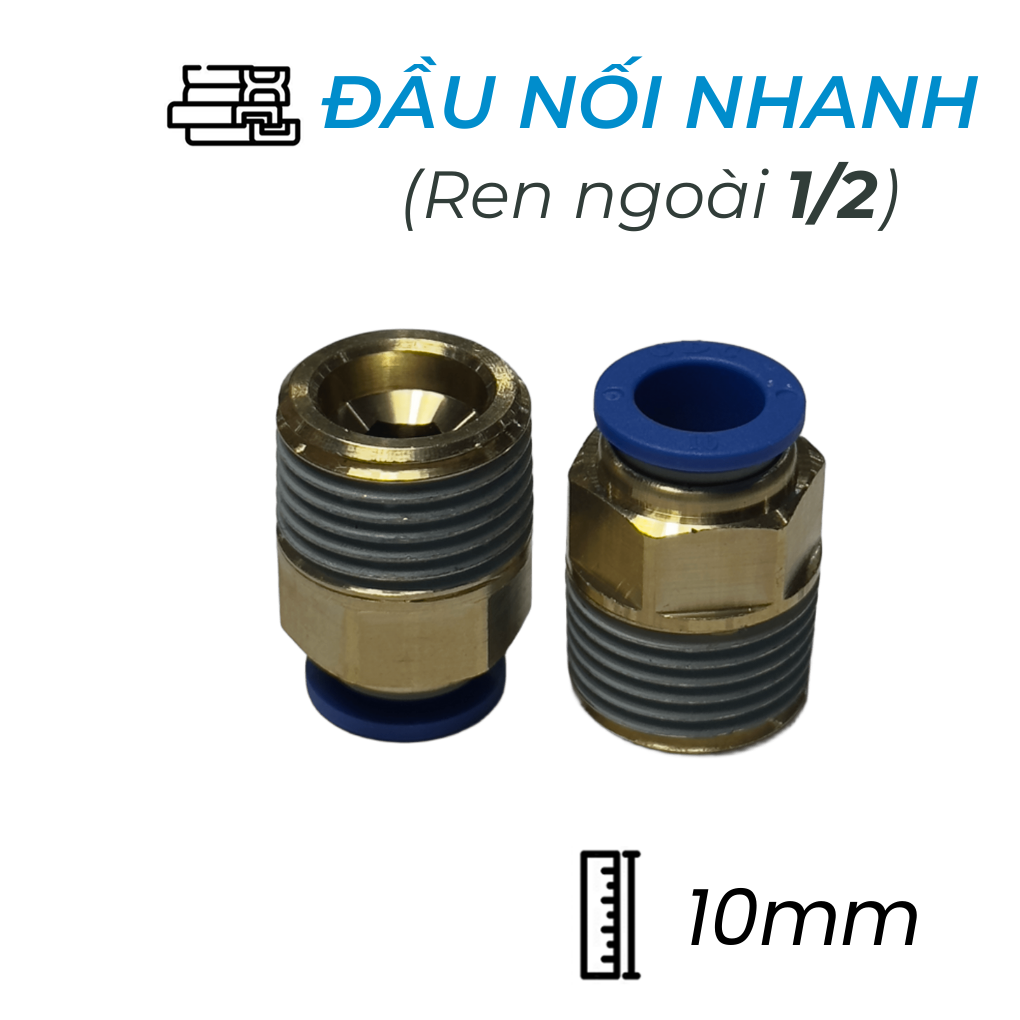 Đầu Nối Nhanh Phi 10 Ren 1/2 CDC MPC 1004 Rẻ Nhất