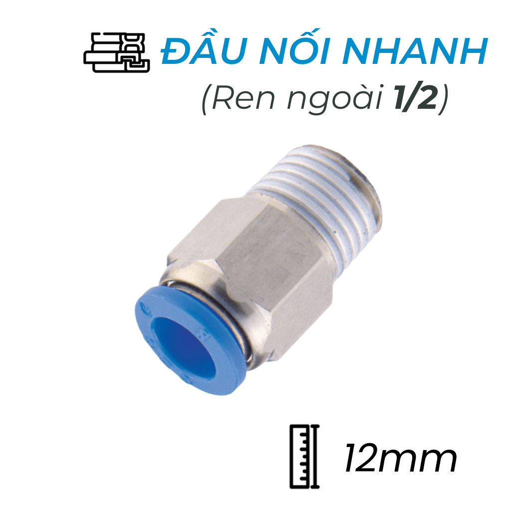 Đầu Nối Nhanh Phi 12 Ren 1/2 CDC MPC 1204 Rẻ Nhất