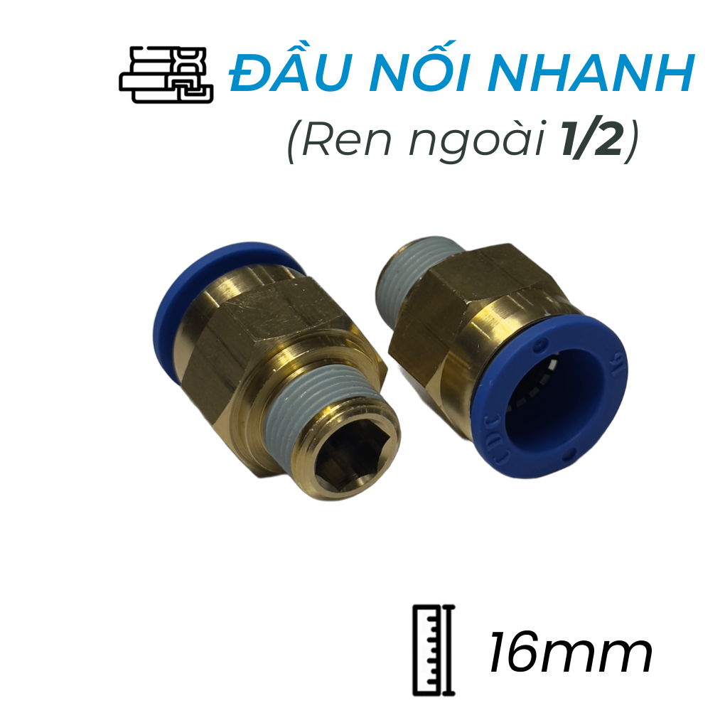 Đầu Nối Nhanh Phi 16 Ren 1/2 CDC MPC 1604 Bền 2025