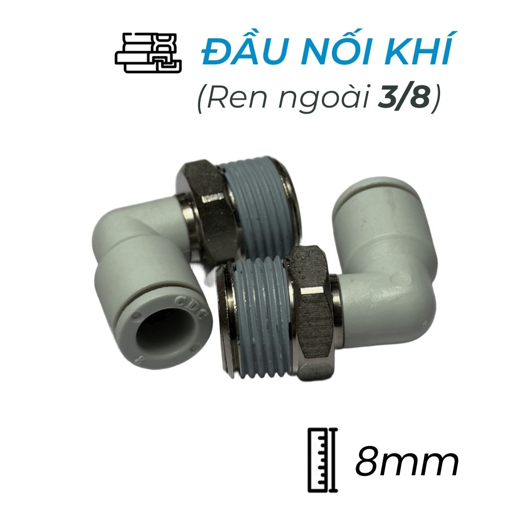 Đầu Nối Nhanh Cong Phi 8 Ren 3/8 CDC MPL 0803N-W Bền 2025