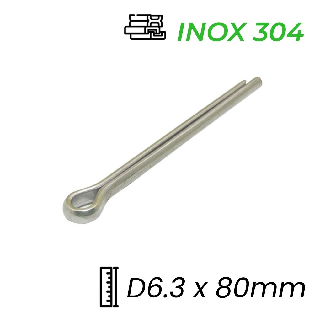 Chốt Chẻ Inox 304 (Chốt Bi) GB91 D6.3x80mm