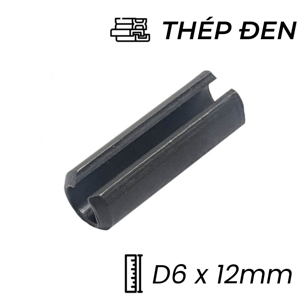 Chốt Ống DIN1481 Thép 65Mn Đen D6x12mm (100Cái/Bịch)