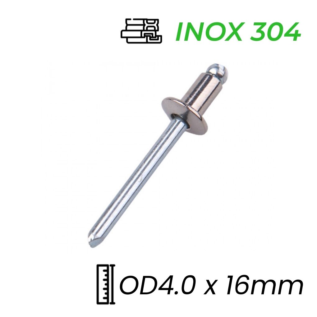 Rivet Inox 304 OD4.0x16mm (100 Cái)