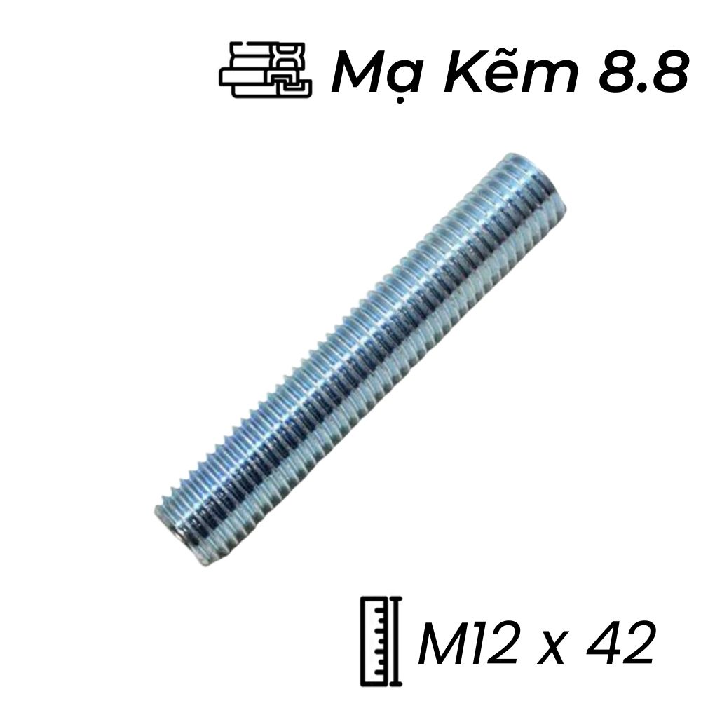 Guzong Thép Mạ Kẽm 8.8 M12x42
