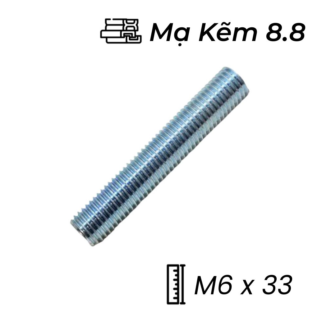 Guzong Thép Mạ Kẽm 8.8 M6x33