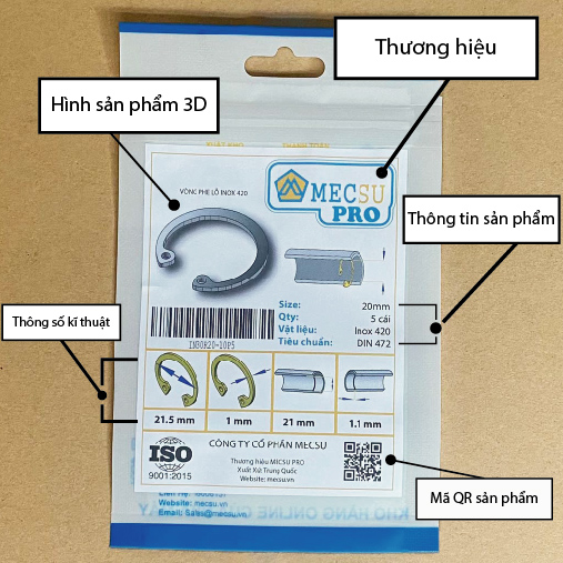 Phe Gài Lỗ Inox 420 DIN472 D8x0.8 (10Cái/Bịch) - Ảnh 4