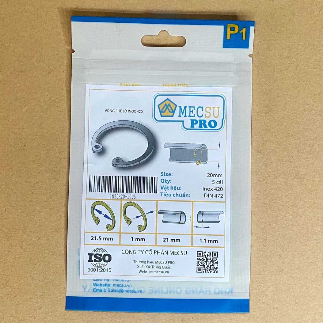 Phe Gài Lỗ Inox 420 DIN472 D8x0.8 (10Cái/Bịch) - Ảnh 5