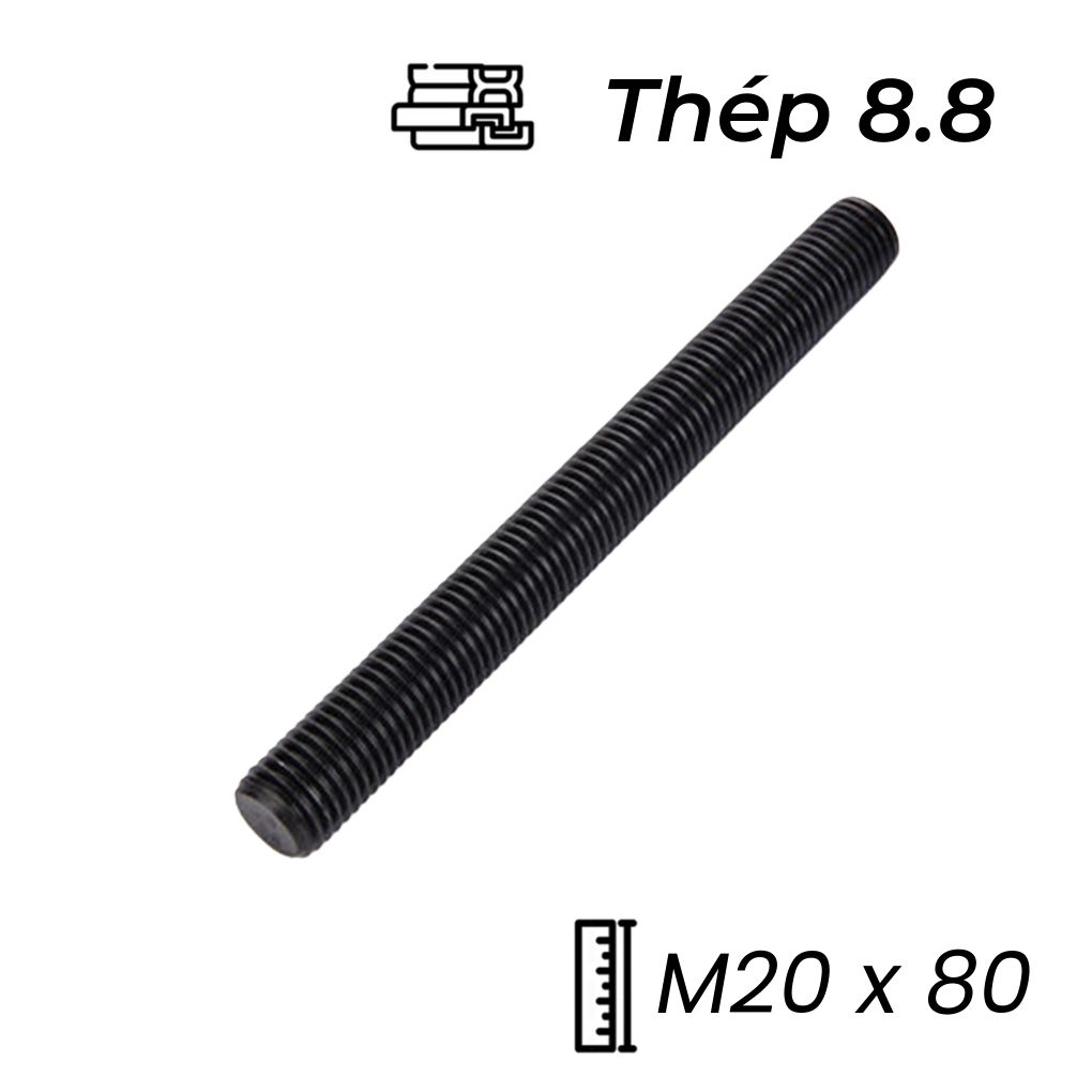 Guzong Thép Đen 8.8 M20x80