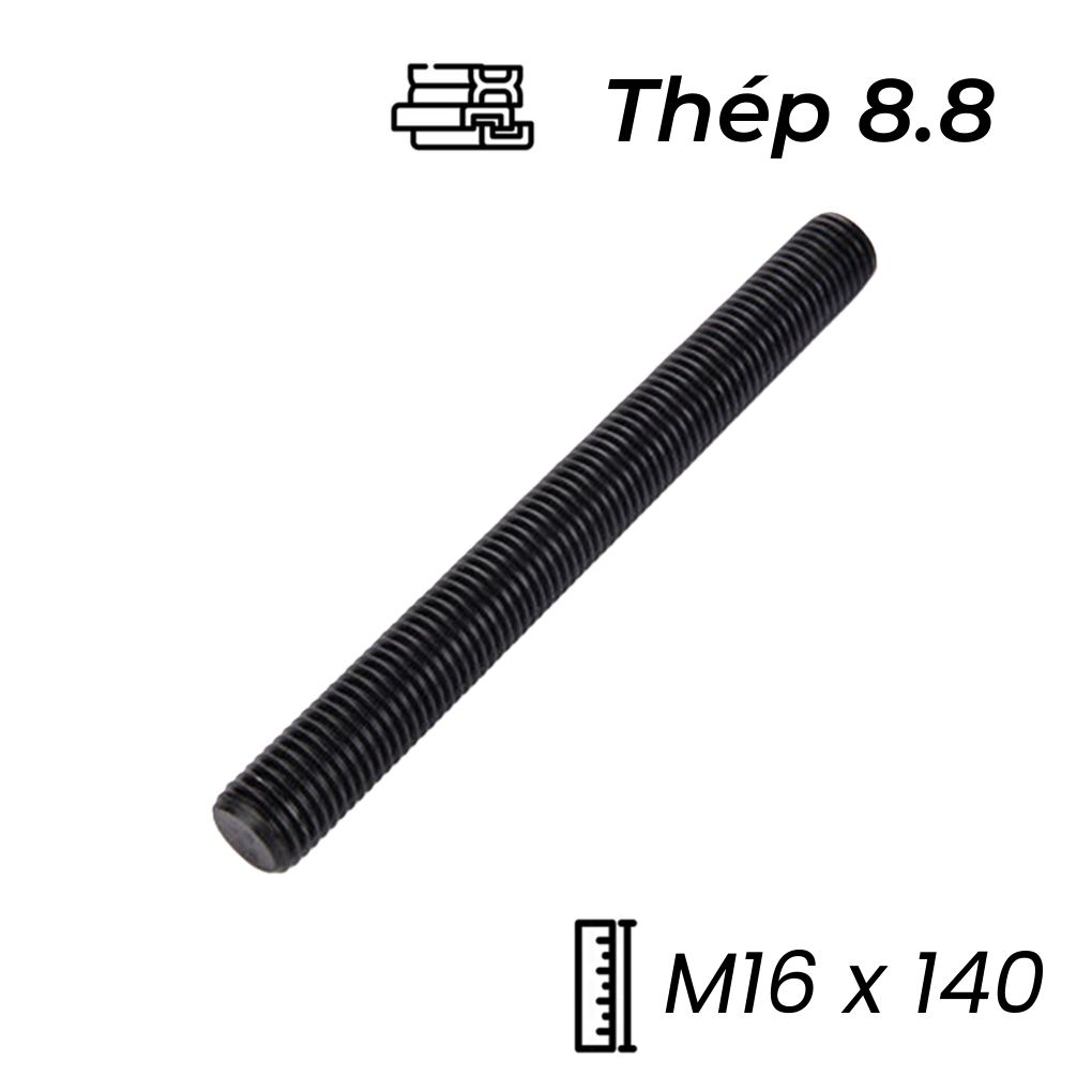 Guzong Thép Đen 8.8 M16x140