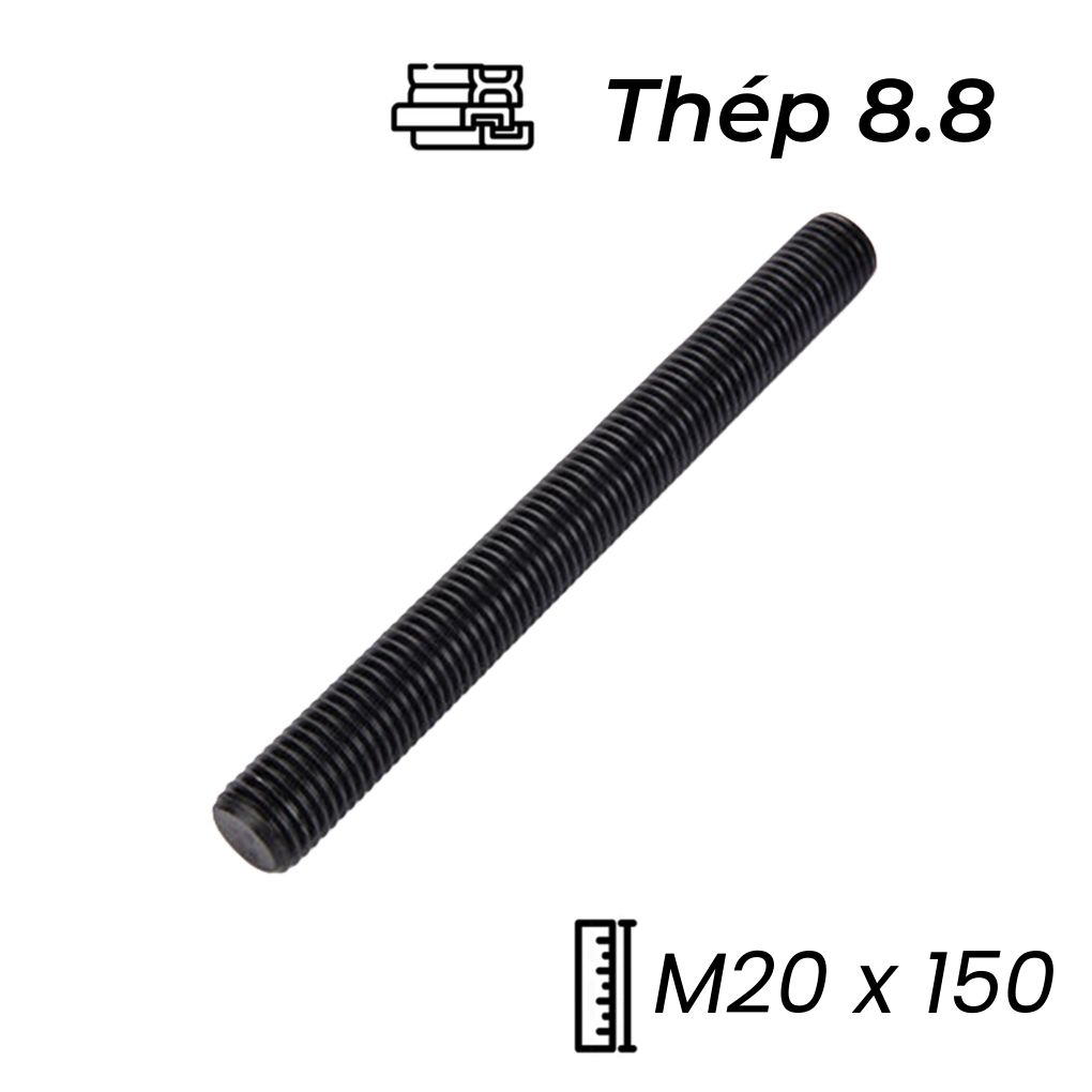 Guzong Thép Đen 8.8 M20x150