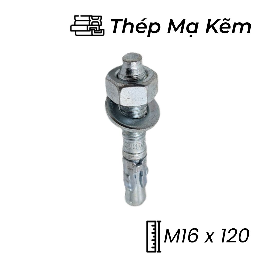 Tắc Kê Nở 3 Cánh Thép Mạ Kẽm M16x120