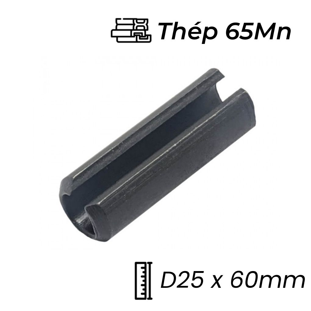 Chốt Ống DIN1481 Thép 65Mn Đen D25x60mm