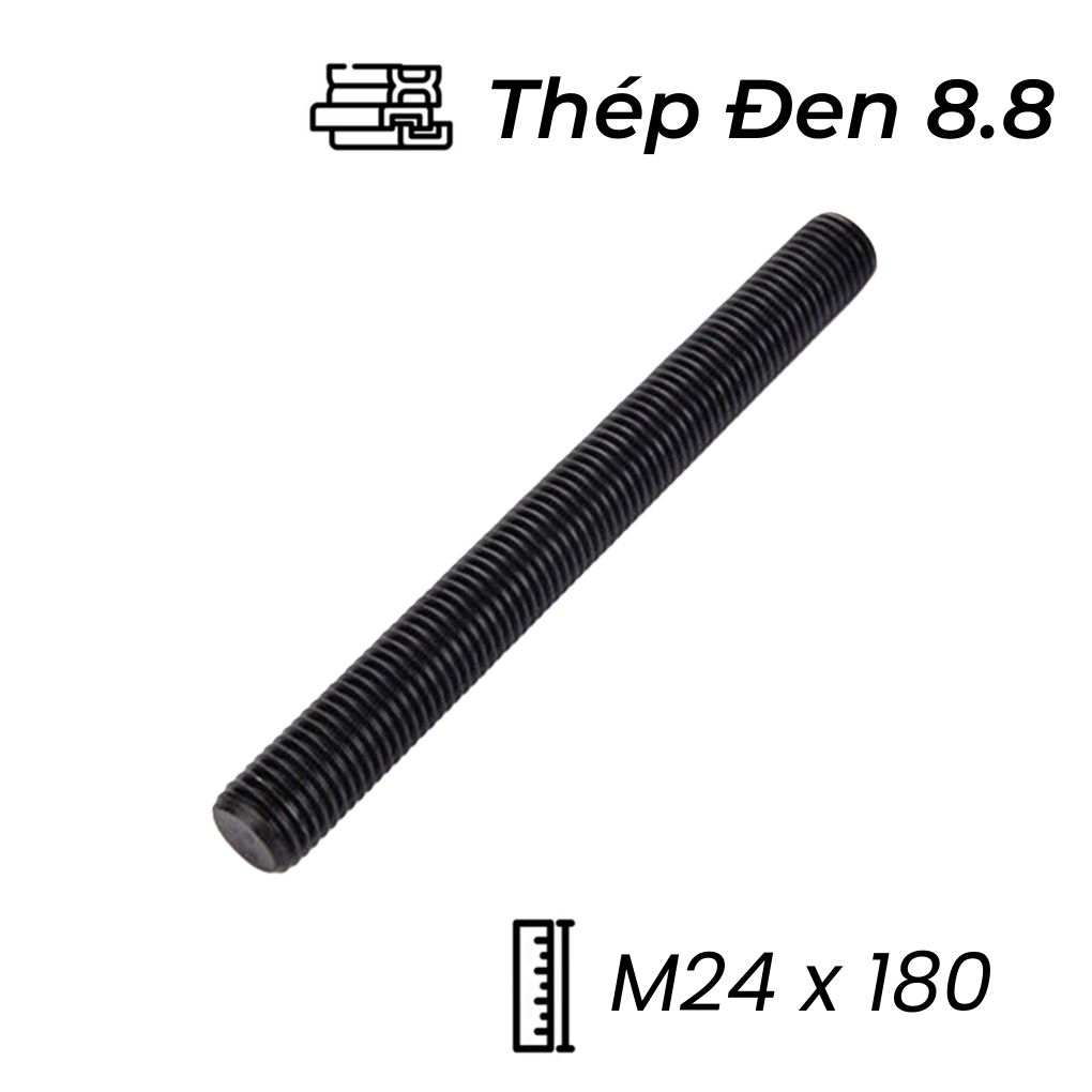 Guzong Thép Đen 8.8 M24x180