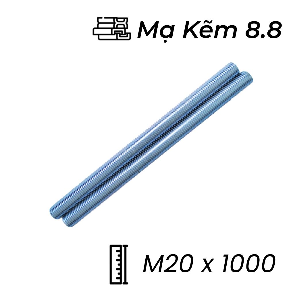 Ty Ren Thép Mạ Kẽm 8.8 M20x1000