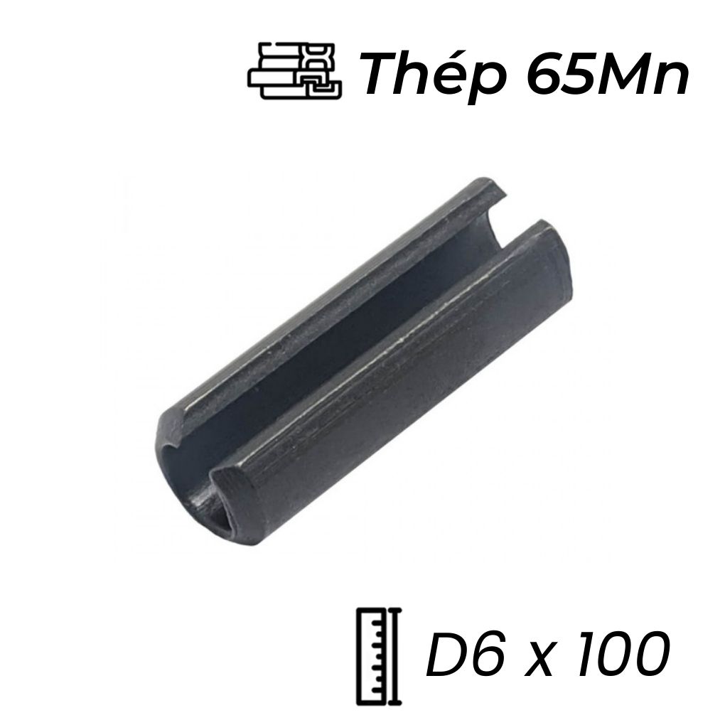 Chốt Ống DIN1481 Thép 65Mn Đen D6x100mm
