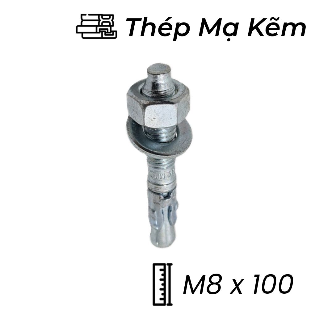 Tắc Kê Nở 3 Cánh Thép Mạ Kẽm M8x100