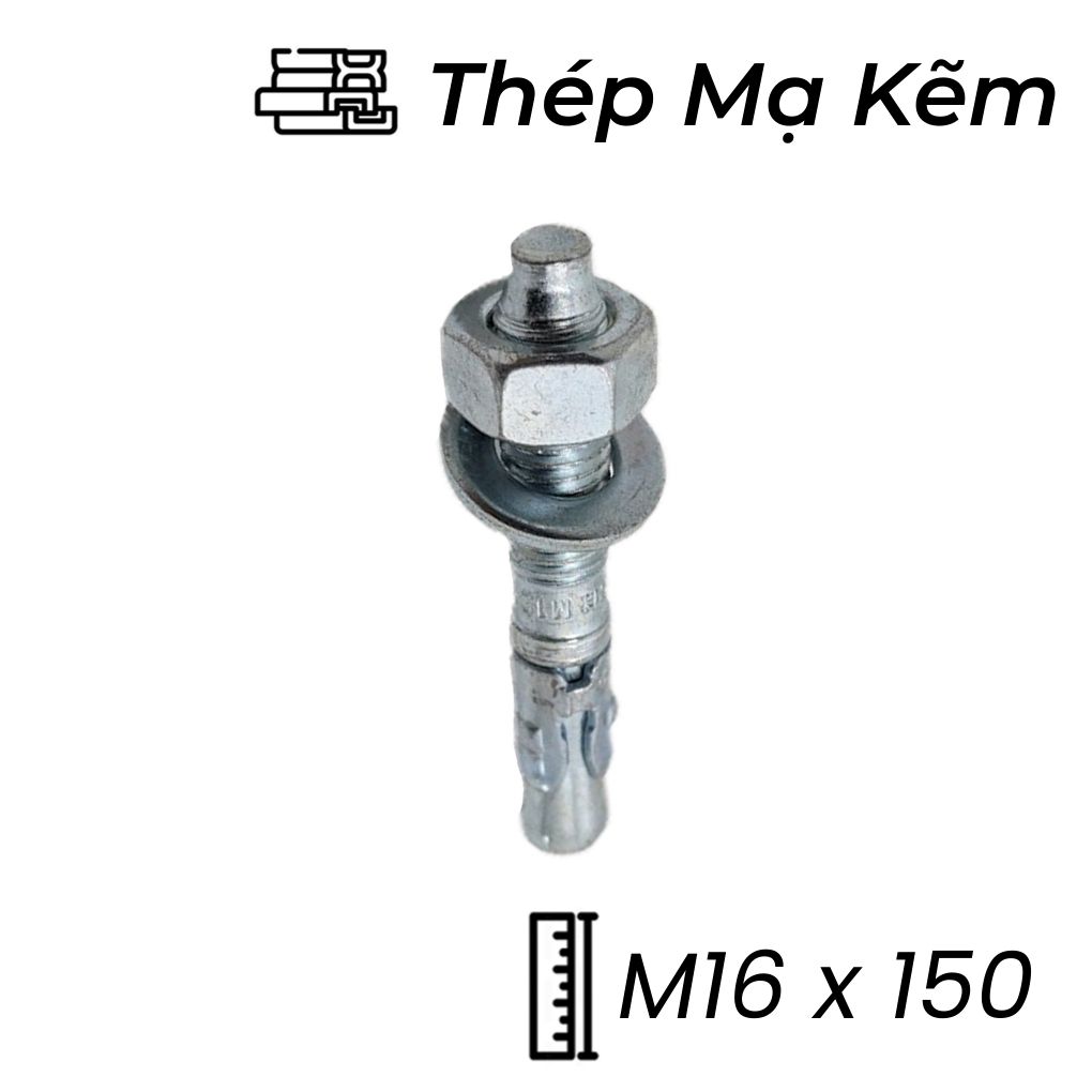 Tắc Kê Nở 3 Cánh Thép Mạ Kẽm M16x150
