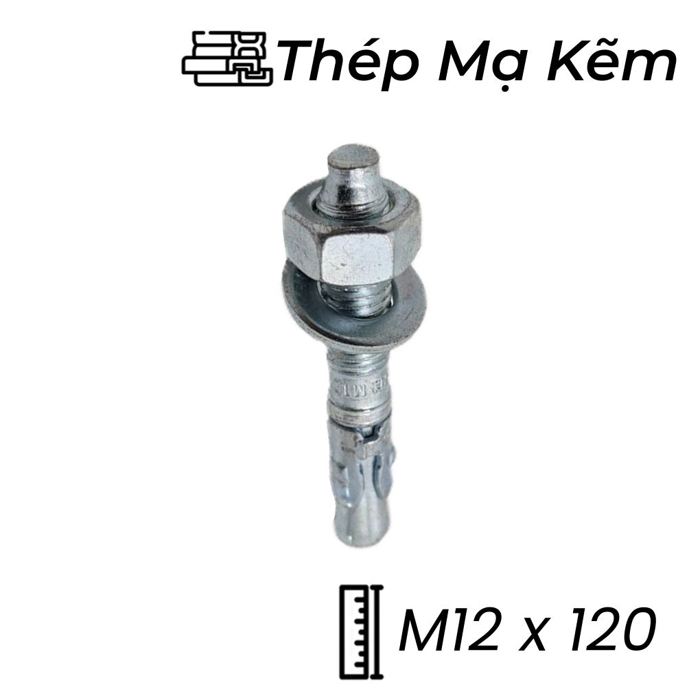 Tắc Kê Nở 3 Cánh Thép Mạ Kẽm M12x120