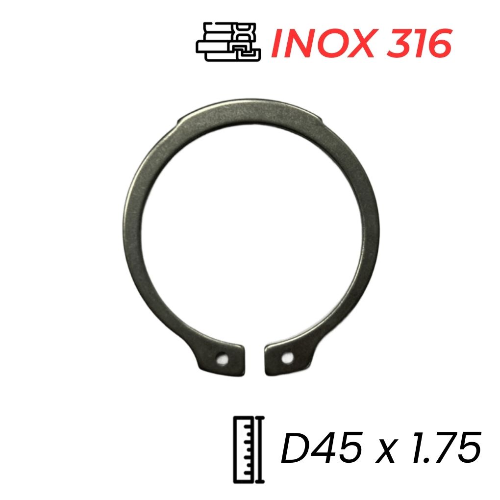 Phe Gài Trục Inox 316 DIN471 D45x1.75